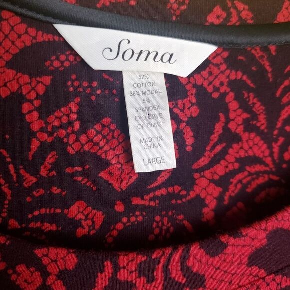 Soma Red and Black Lounge Dress Size Large - Picture 7 of 8
